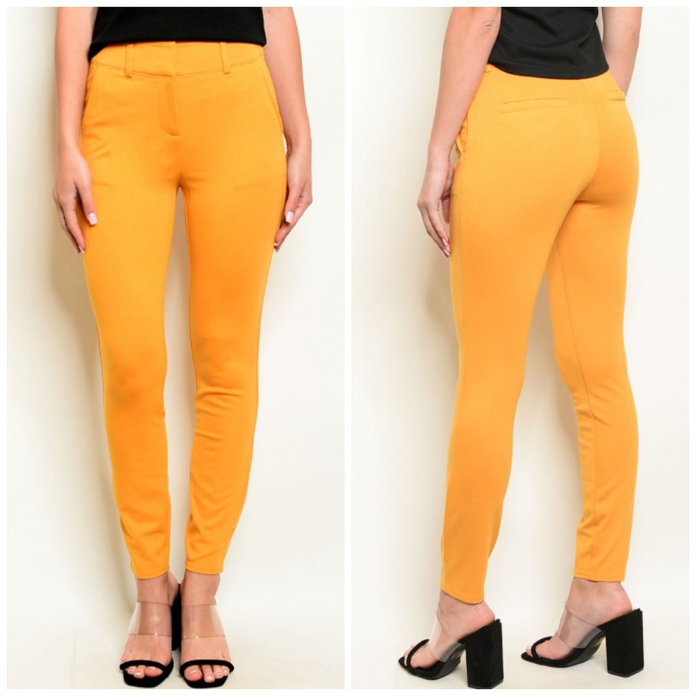 Mustard Yellow High Waisted Ponte Skinny Pants
